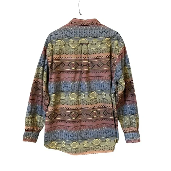 Cabela's Chamois Deerskin Soft Flannel Button Down Shirt Mens L Southwest Aztec - Picture 2 of 10